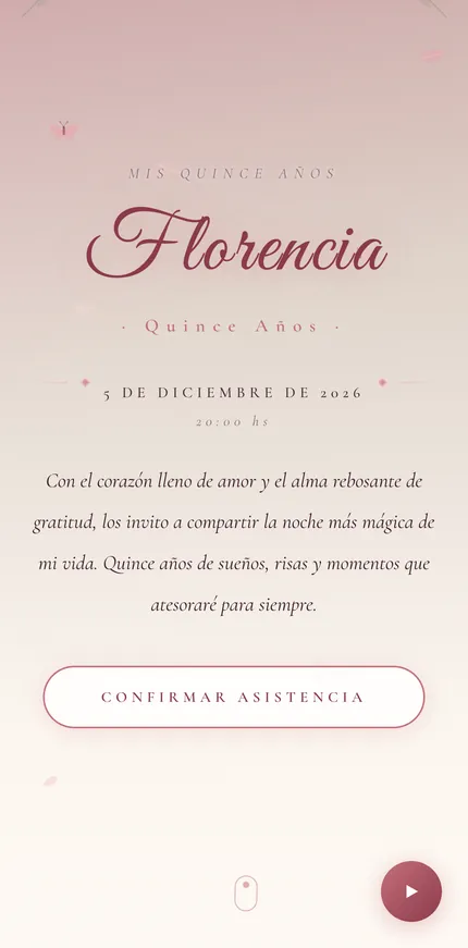 Invitación digital Rosas XV