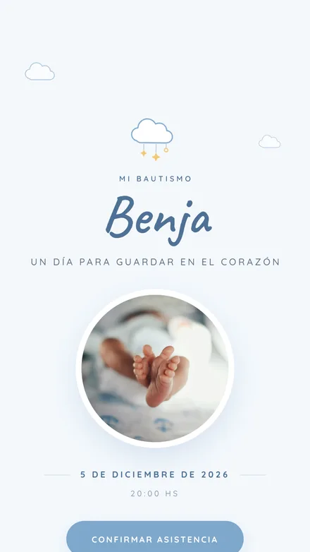 Ejemplo de invitación de invitaciones de bautismo digitales