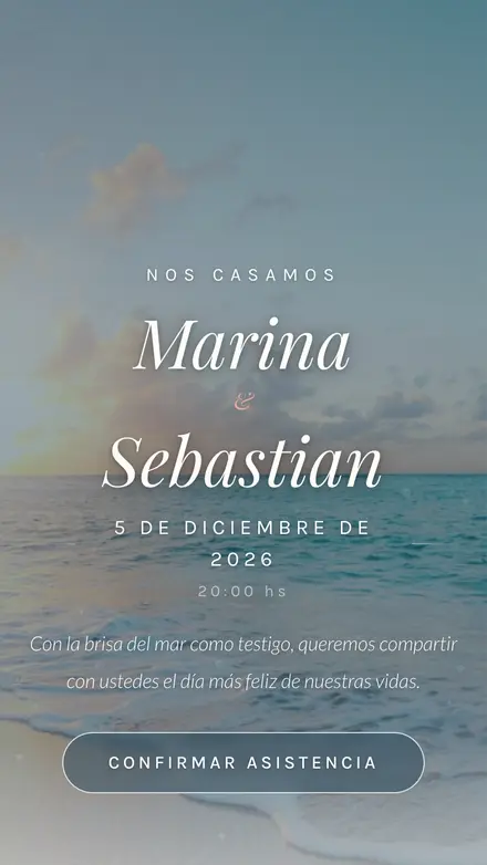 Ejemplo de invitación de invitaciones de casamiento digitales