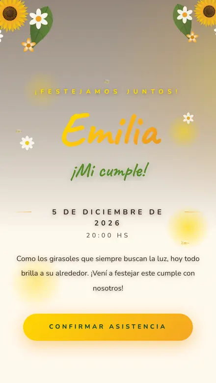 Ejemplo de invitación de invitaciones de cumpleaños digitales