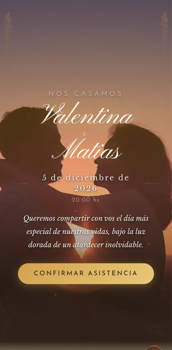 Invitación digital Atardecer Dorado