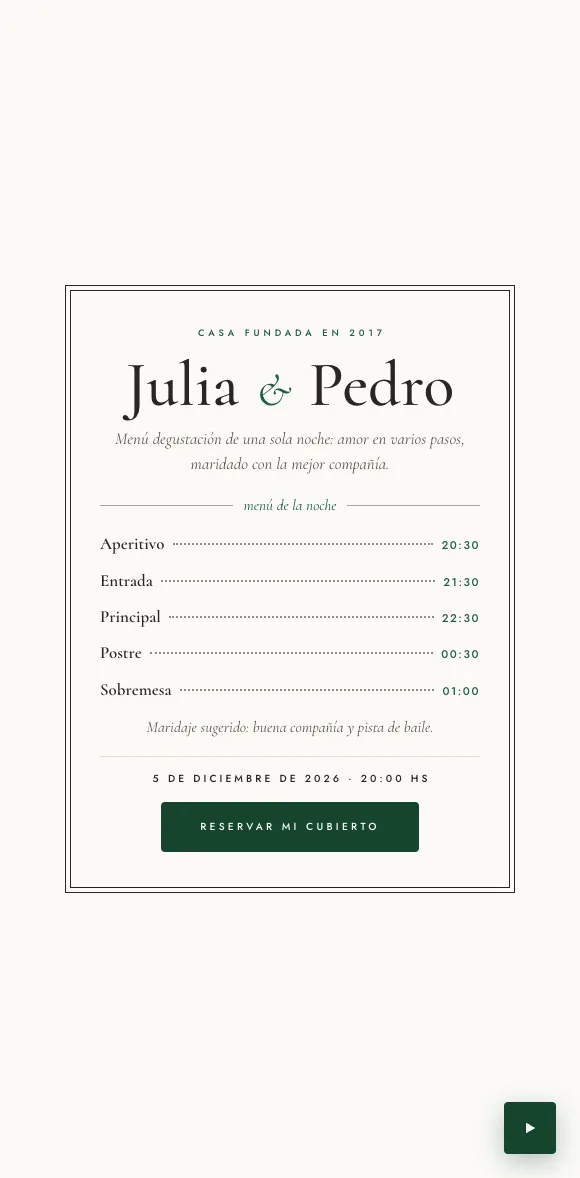Invitación digital El Banquete