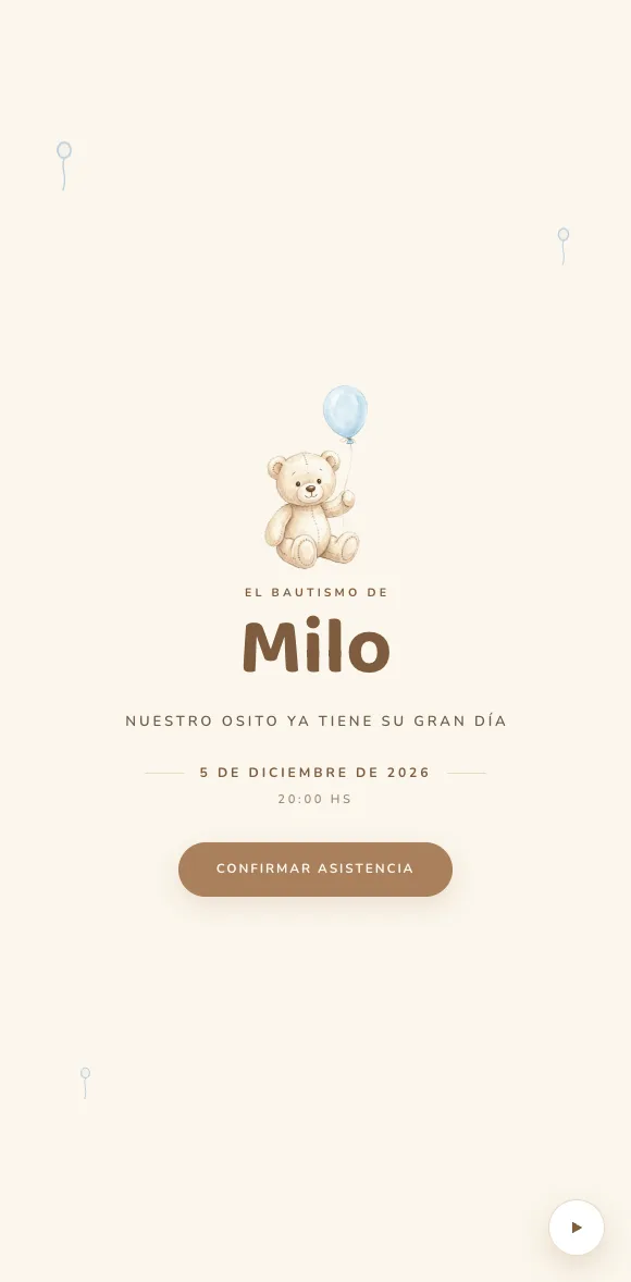 Invitación digital Osito