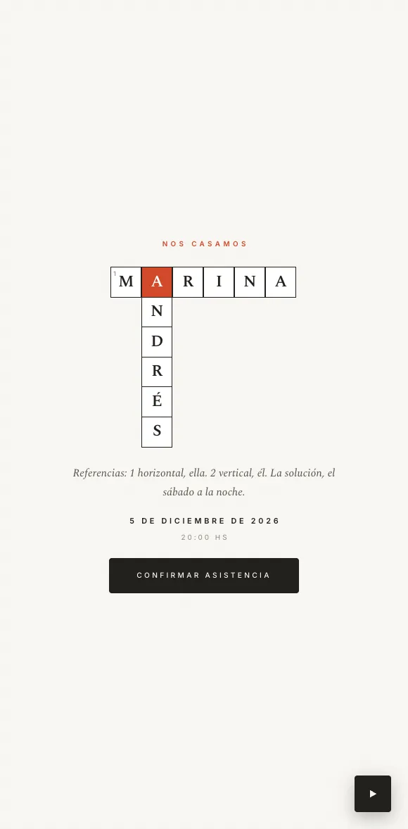 Invitación digital Crucigrama