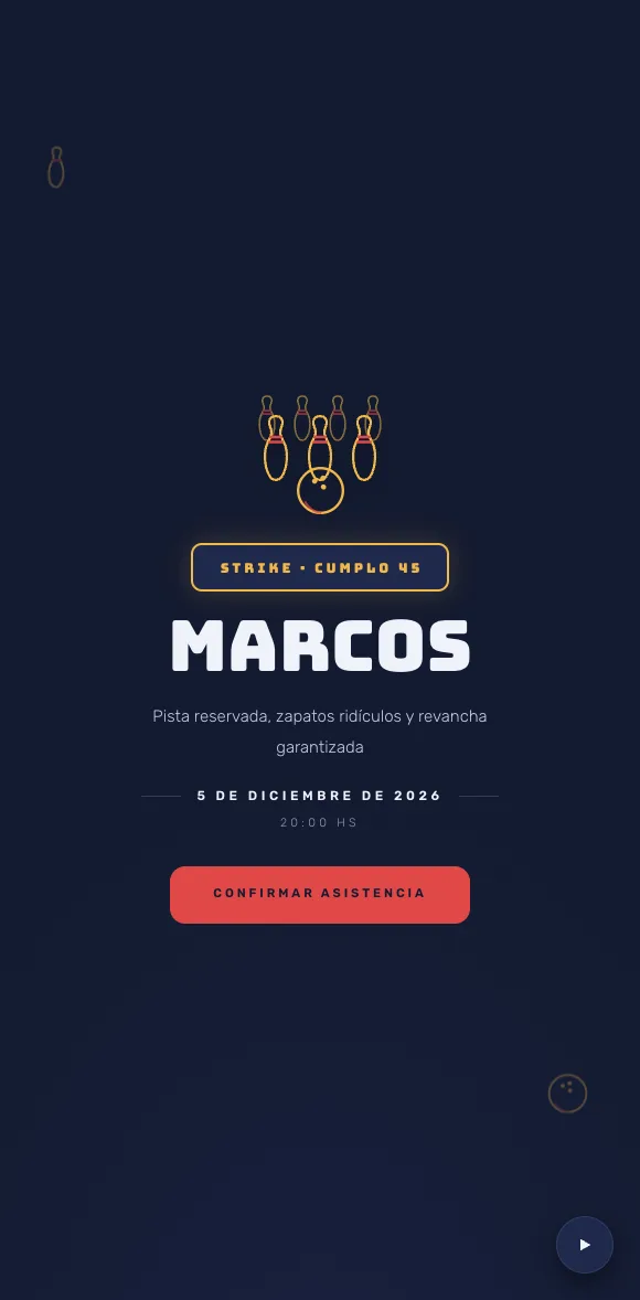 Invitación digital Bowling