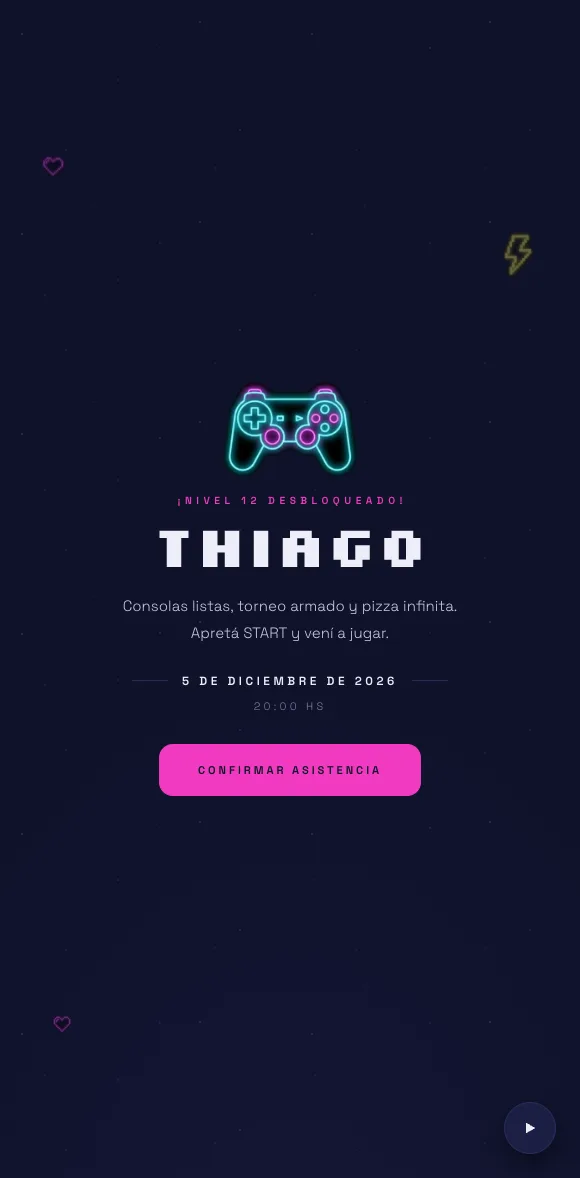 Invitación digital Gamer