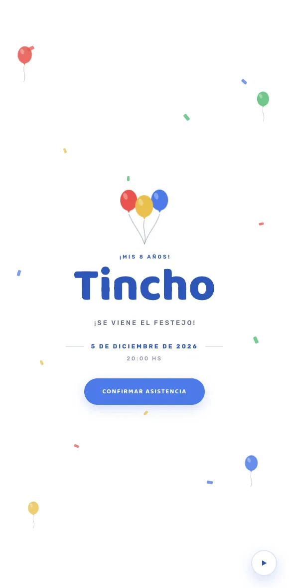 Invitación digital Globos