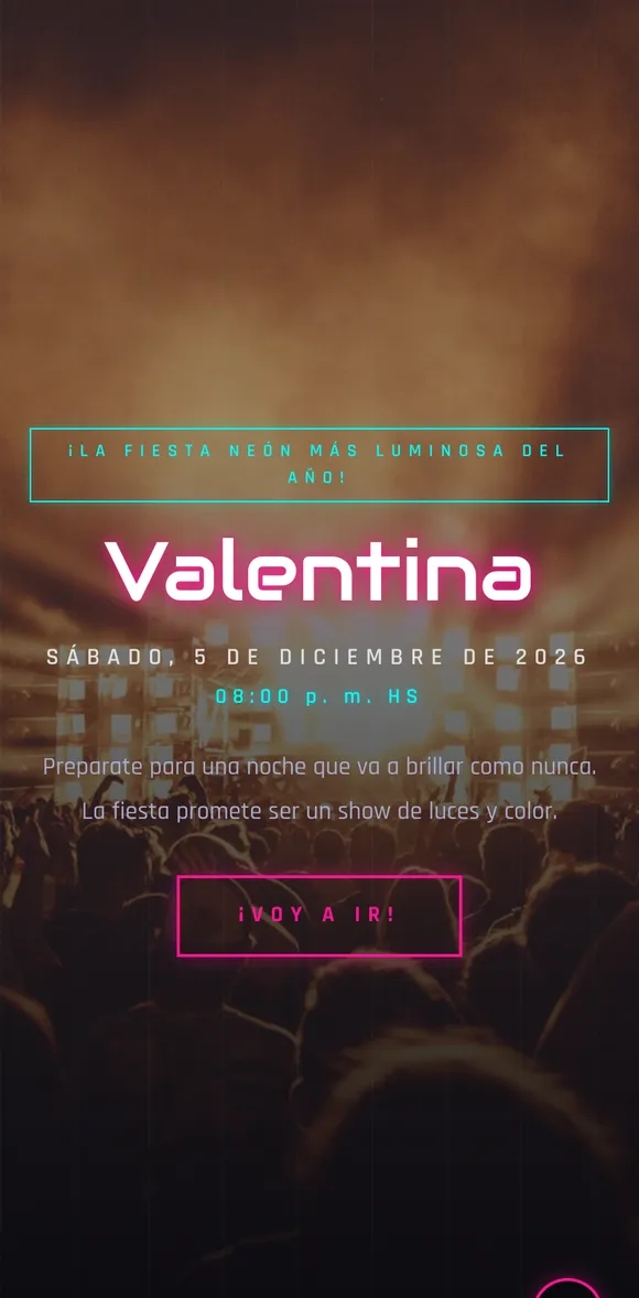 Invitación digital Neón Party