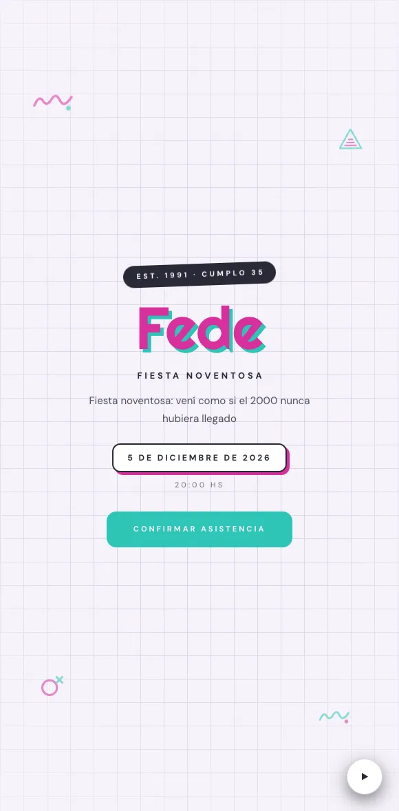 Invitación digital Noventas