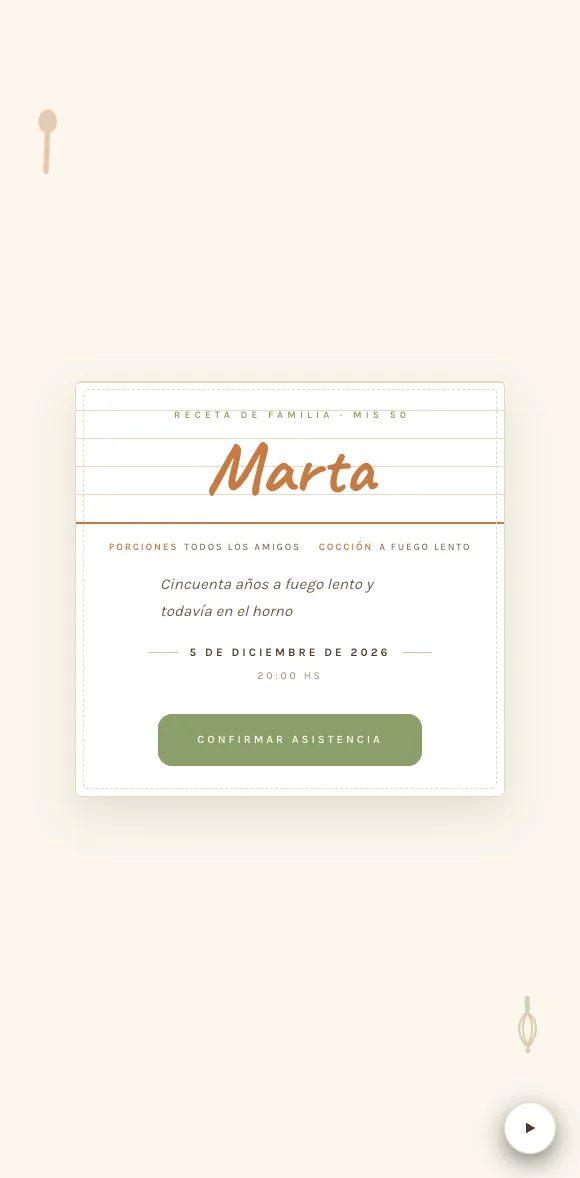 Invitación digital Receta