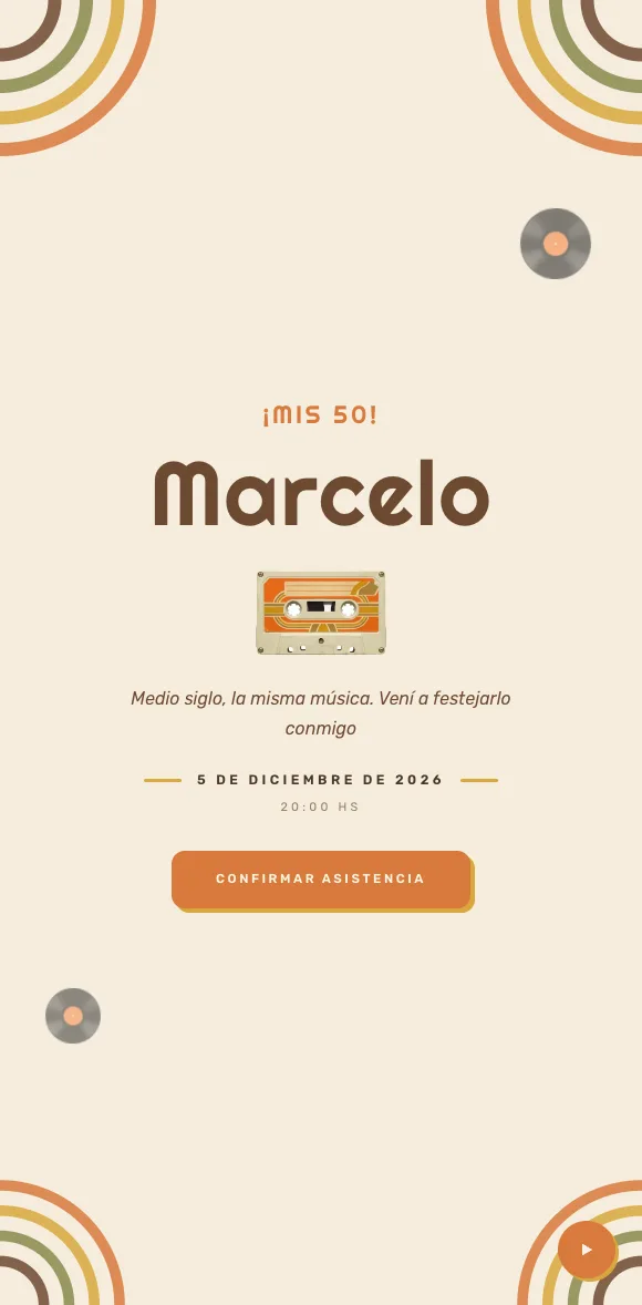 Invitación digital Retro