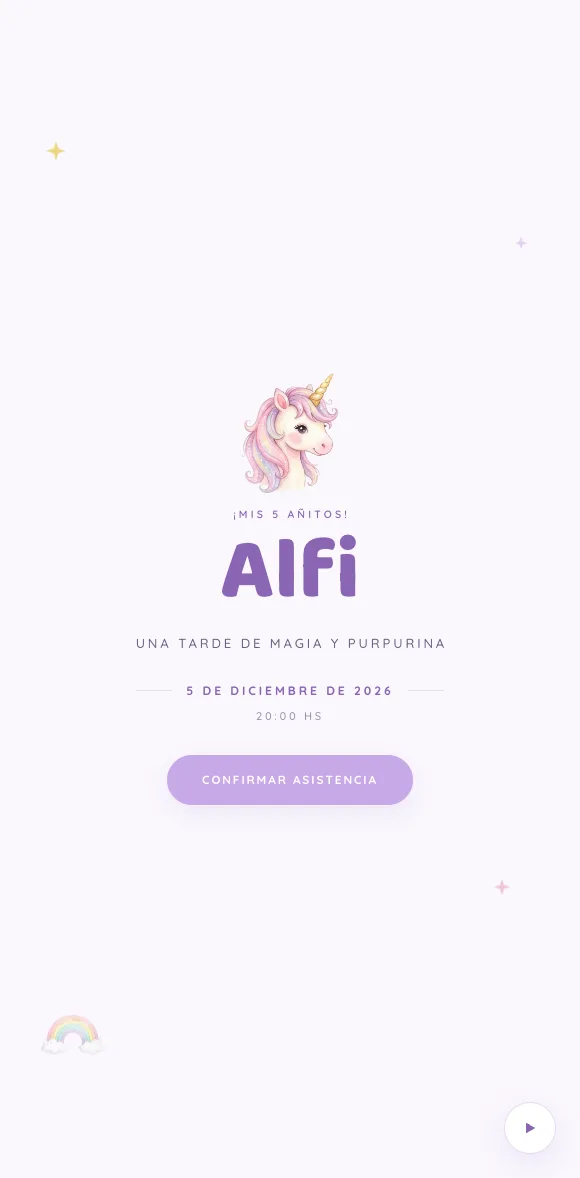 Invitación digital Unicornio