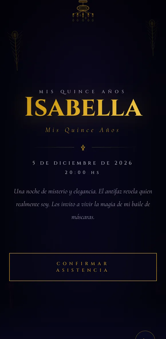 Invitación digital Antifaz XV