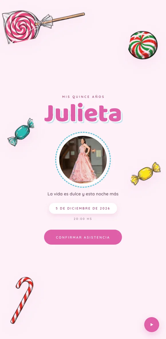 Invitación digital Caramelo XV