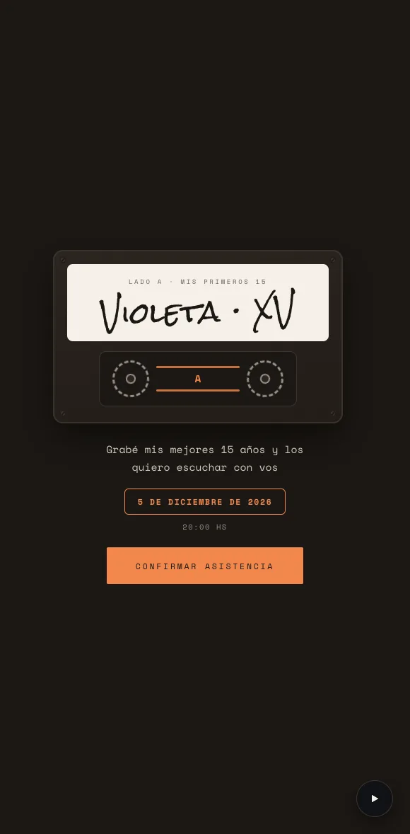 Invitación digital Cassette XV