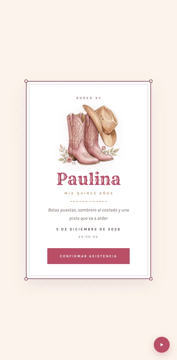 Invitación digital Cowgirl XV