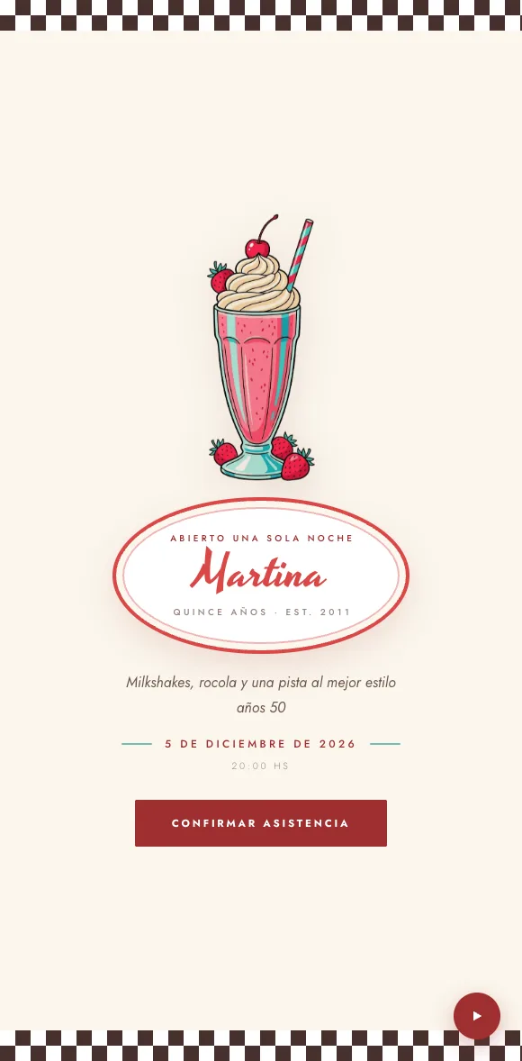Invitación digital Diner XV
