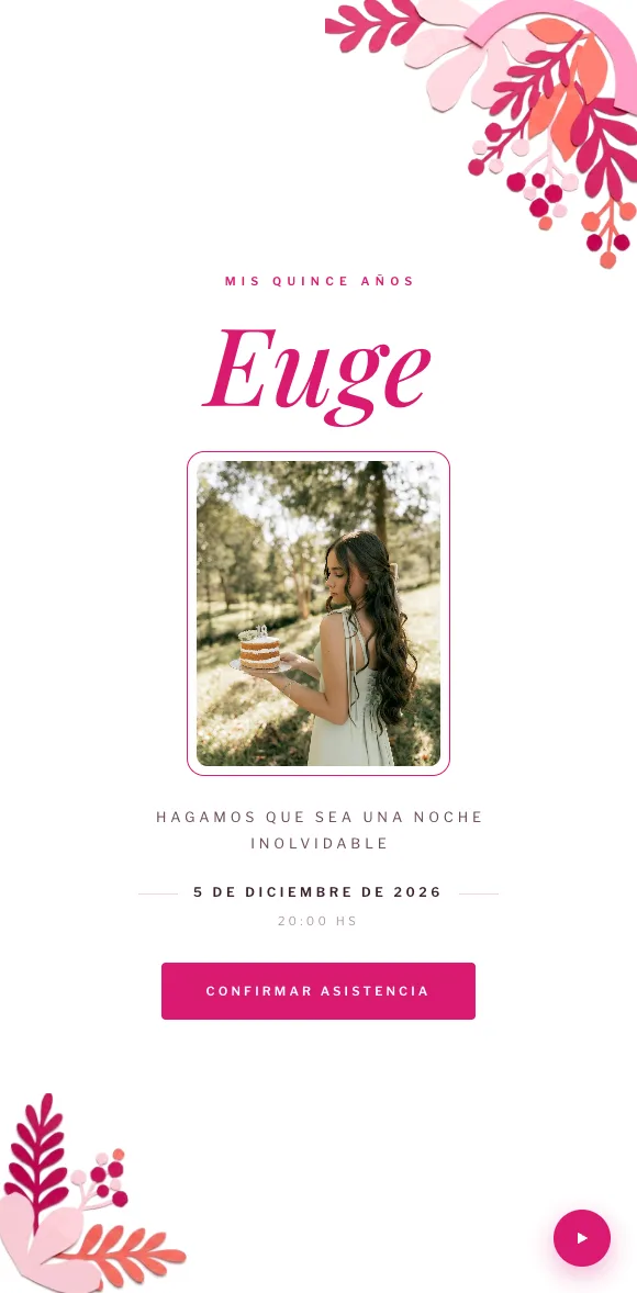 Invitación digital Frambuesa XV