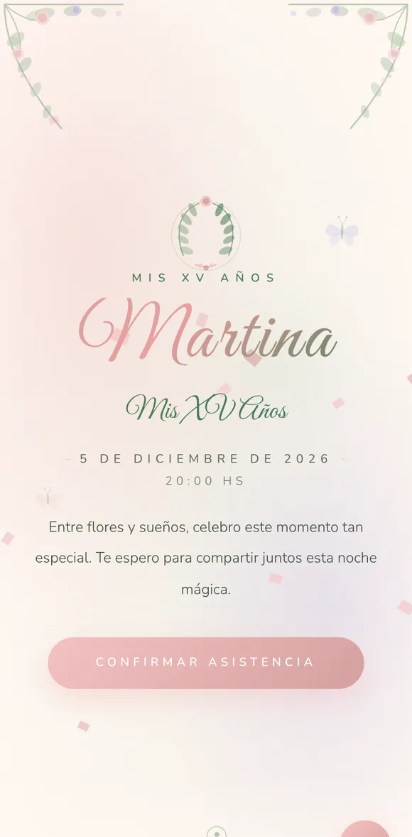 Invitación digital Jardín XV