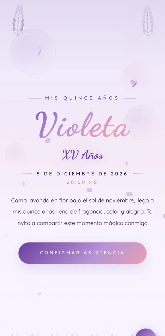 Invitación digital Lavanda XV