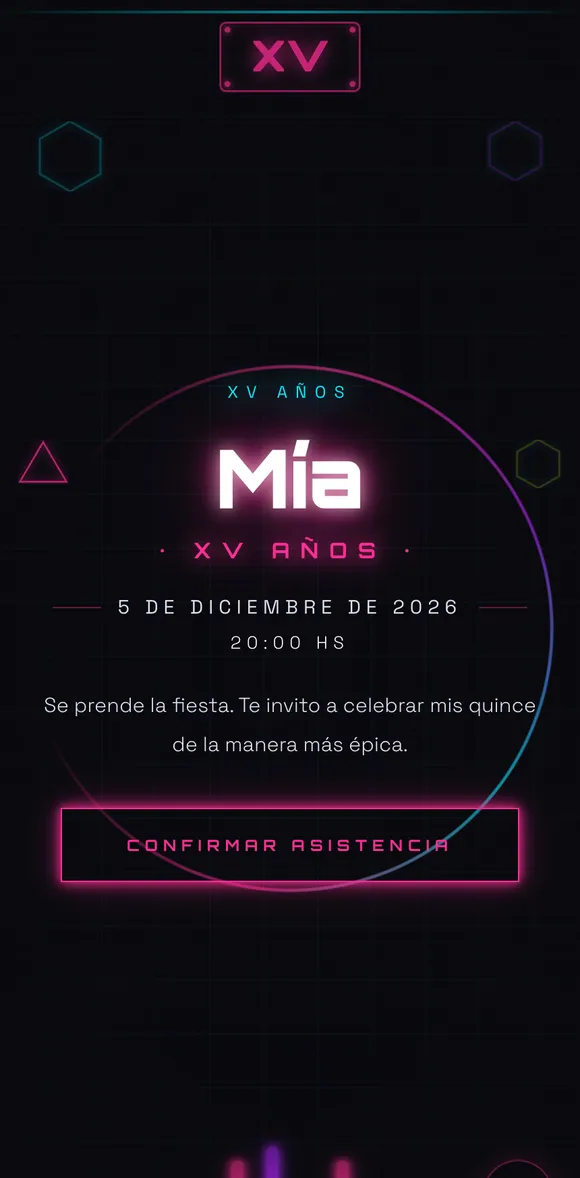 Invitación digital Neon XV