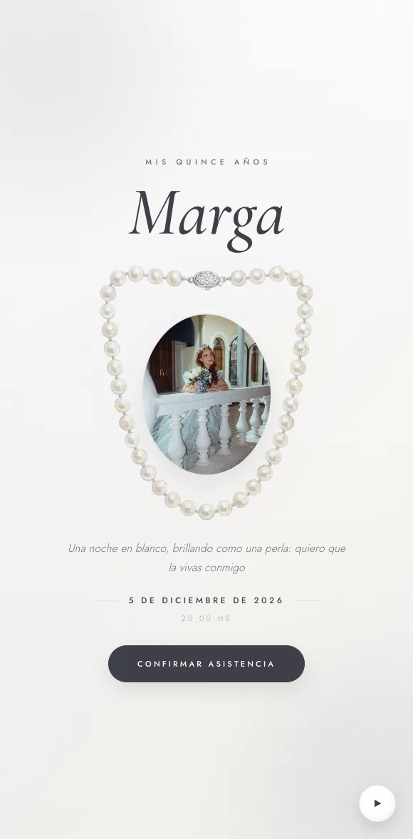Invitación digital Perla XV