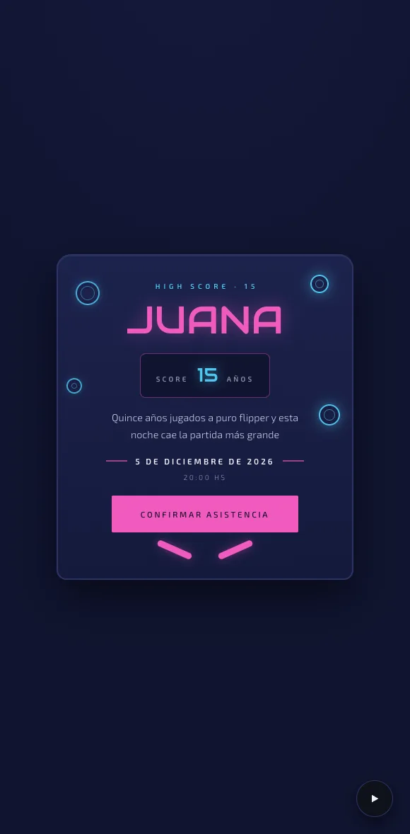 Invitación digital Pinball XV