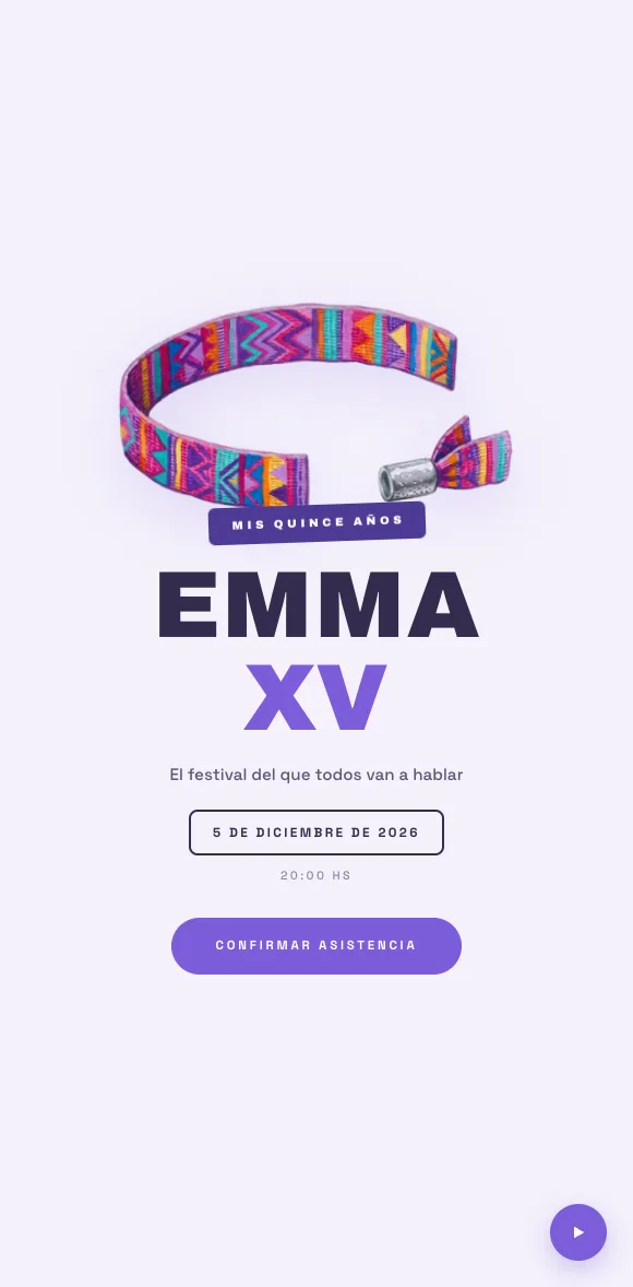 Invitación digital Pulsera XV