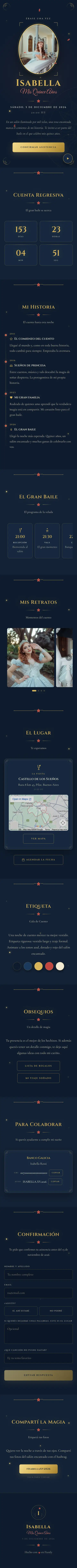 Demo de invitación digital para 15 años — Fiestly