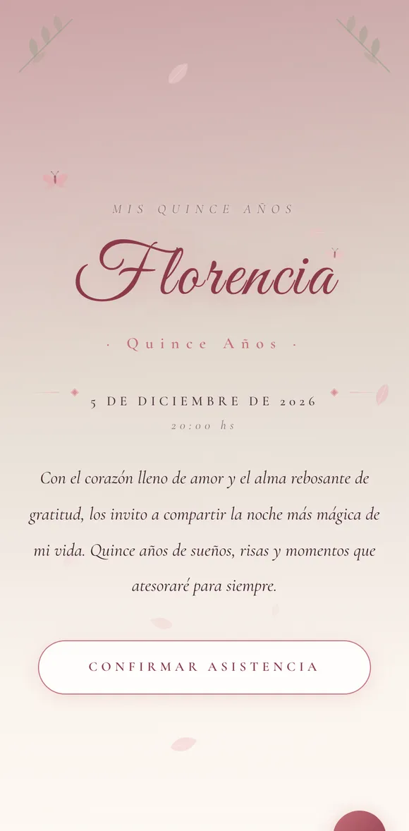 Invitación digital Rosas XV