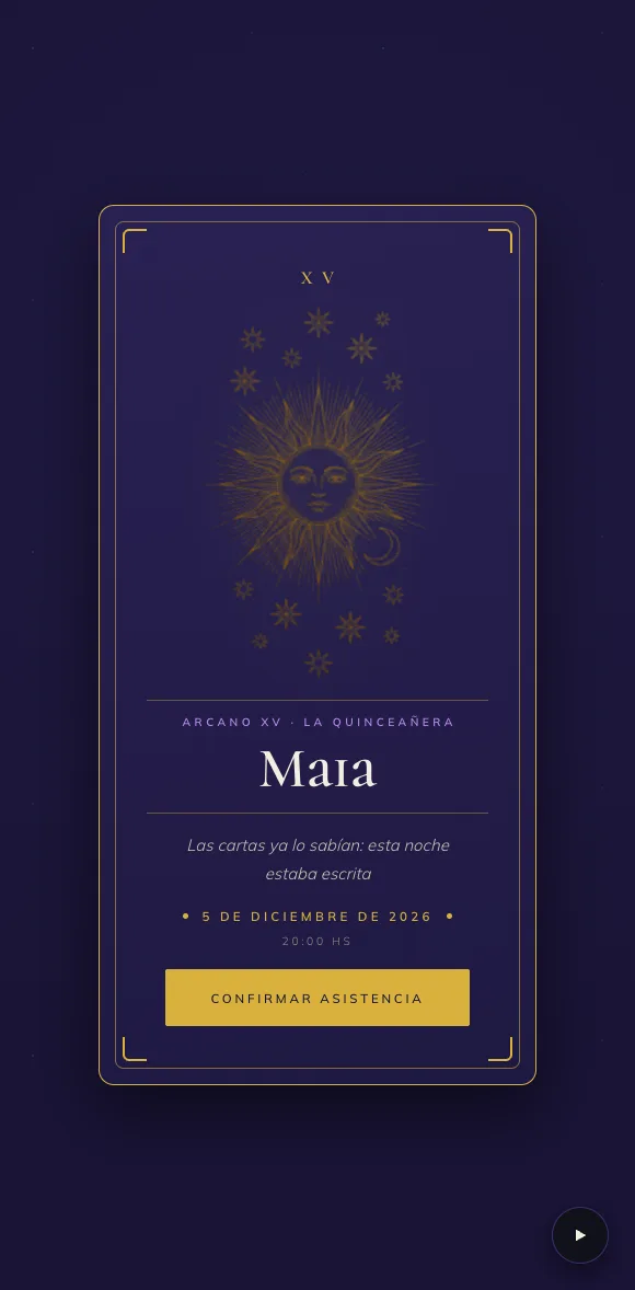 Invitación digital Tarot XV