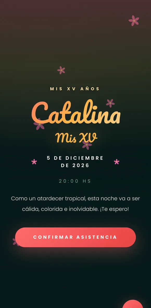 Invitación digital Tropicana XV