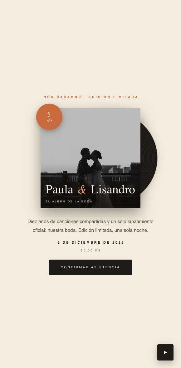 Invitación digital Vinilo
